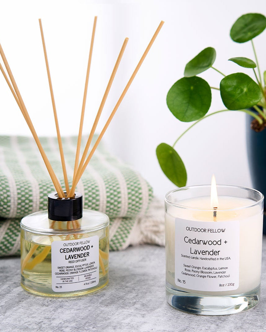 Cedarwood + Lavender reed diffuser and candle
