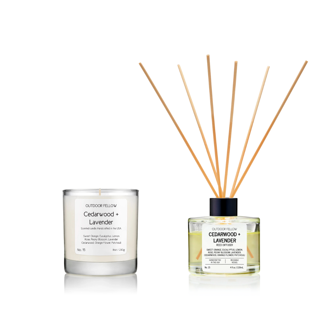 Cedarwood and Lavender scented candle and reed diffuser