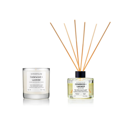 Cedarwood and Lavender scented candle and reed diffuser