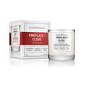 Fireplace and Clove scented candle with packaging
