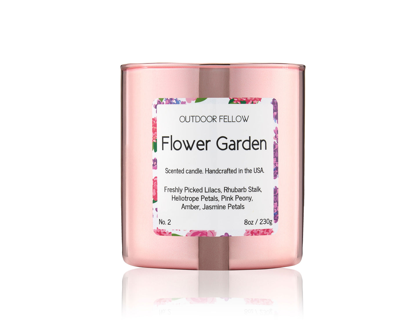 Flower Garden scented candle in rose gold vessel