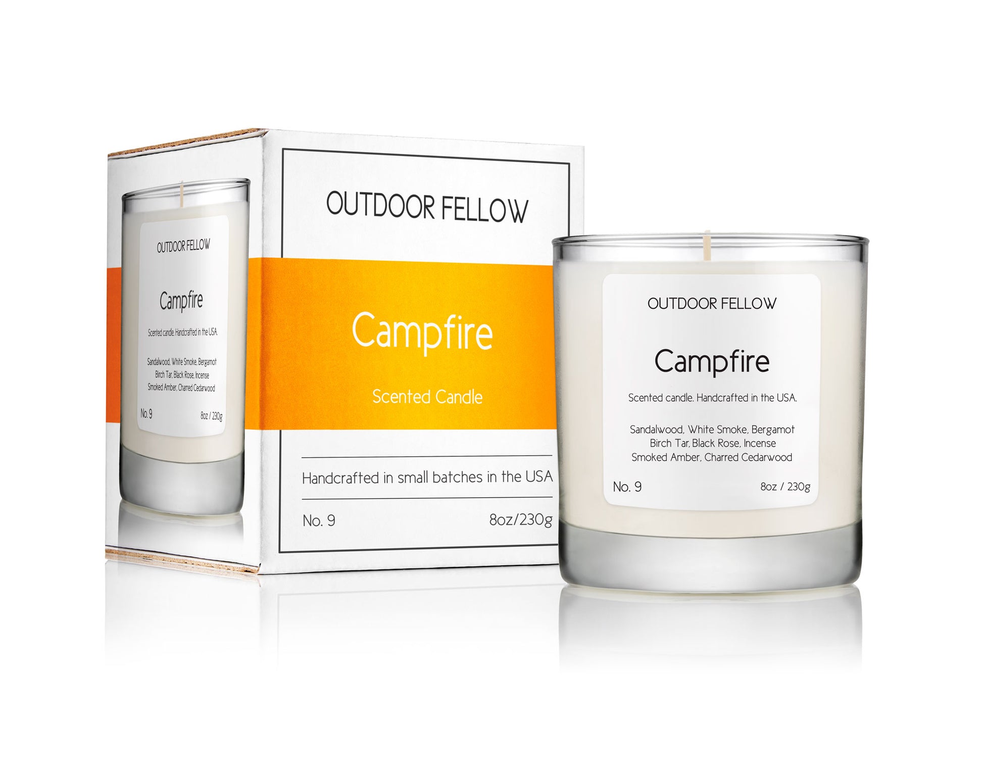 Campfire scented candle with carton