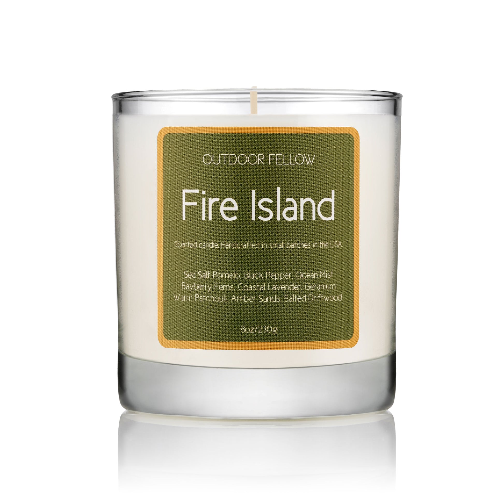 Fire Island scented candle on white background