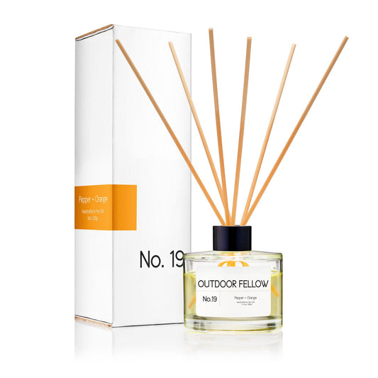 No.19 Pepper + Orange reed diffuser with packaging