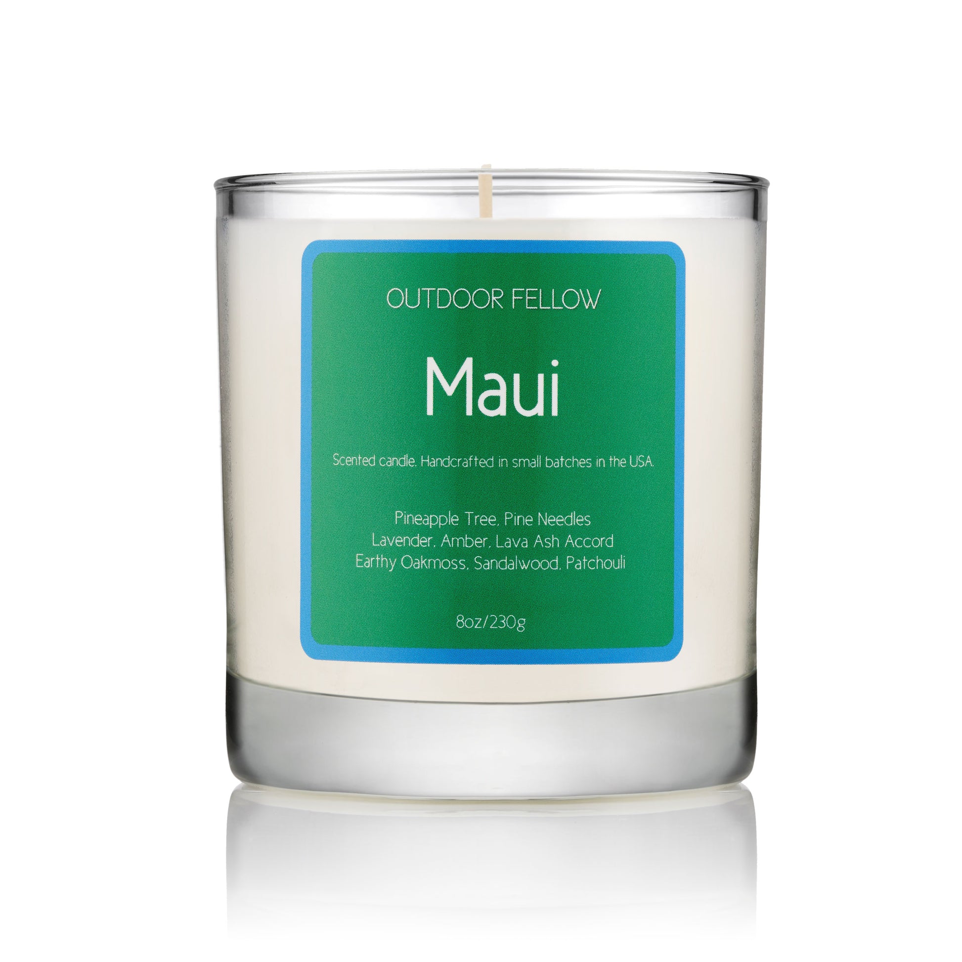 Maui scented candle on white background